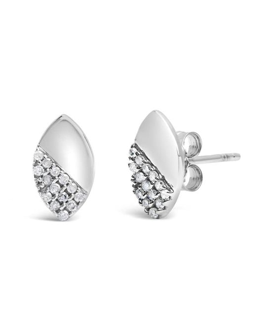 Haus of Brilliance Metallic Sterling 1/6 Ct Diamond & Mirror Polish Pear Shape Stud Earrings (I-J Color, I2-I3 Clarity)