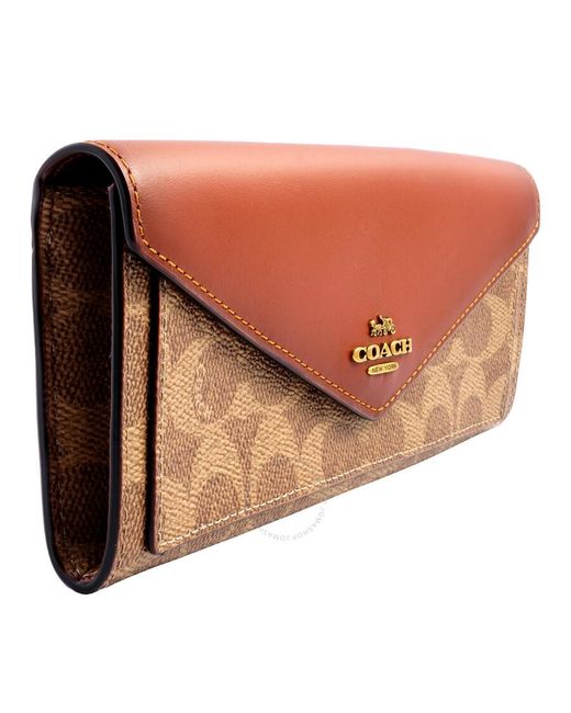 COACH Colorblock Signature Canvas Soft Wallet in Brown Lyst UK