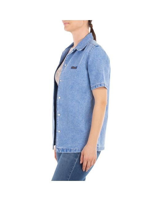 Marni Blue Short Sleeve Denim Logo Shirt