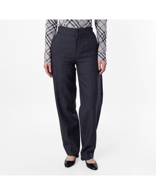 Burberry Blue Wool Tailored Trousers, Brand Size 2 Us