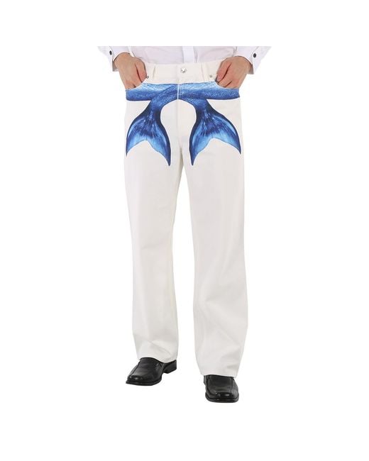 Burberry Blue Mermaid Tail Printed Cotton-Denim Jeans for men