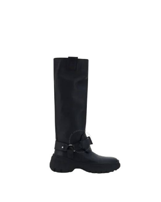 Burberry Black Leather Stomp High Boots, Brand Size 38 Us