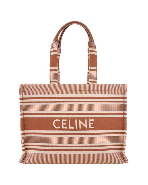 Céline Natural Cabas Thais Striped Tote