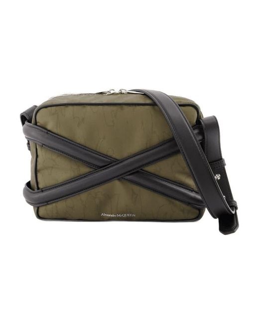 McQueen Green Harness Camera Crossbody Bag Khaki for men