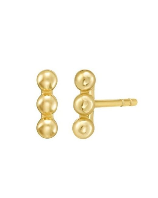 Tresorra Metallic 14K Beaded Bar Stud Earrings