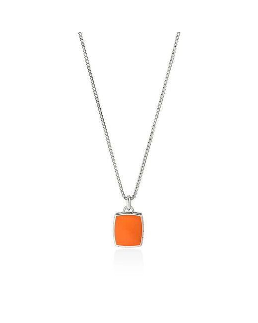 John Hardy Metallic Tag Necklace, Sterling Enamel 22" for men
