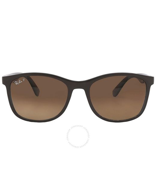 Ray-Ban Polarized Brown Gradient Square Sunglasses Rb4374 6600m2 56