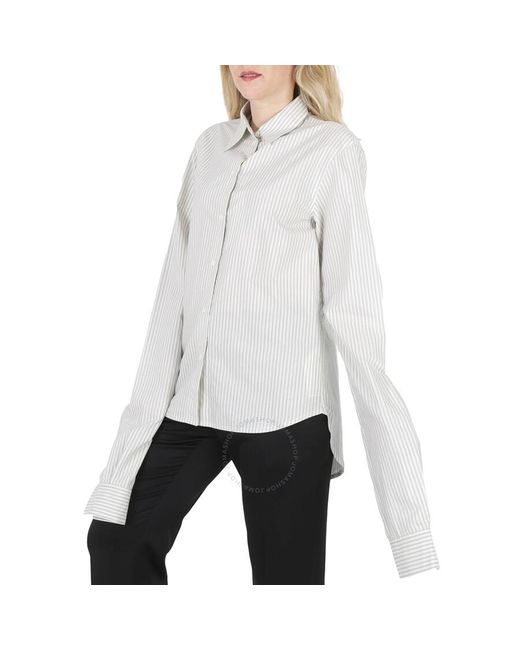 MM6 by Maison Martin Margiela White Mm6 Ecru / Light Striped Oversized Cotton Shirt