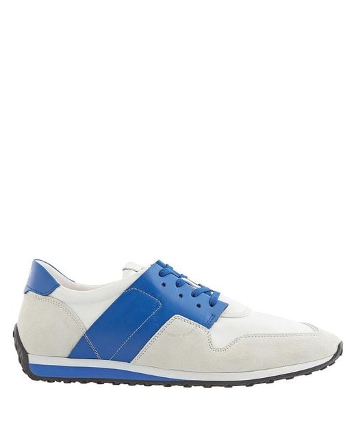 Tod's Blue Deconstructed Sports Leather And Suede Sneakers for men