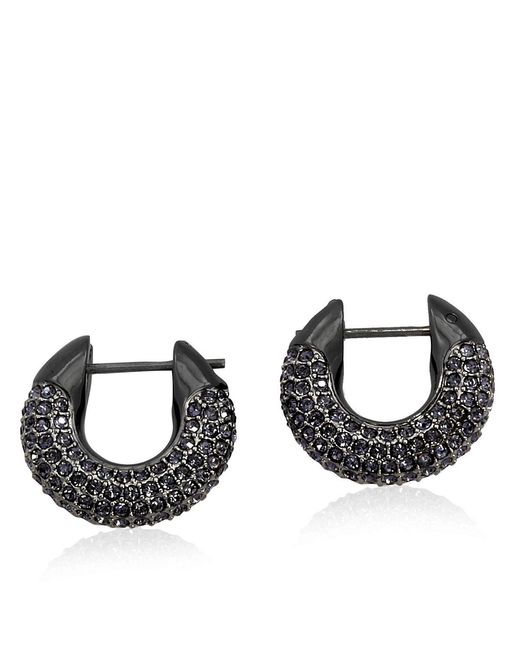 Swarovski Black Ladies Dextera Ruthenium Plated Small Hoop Earrings
