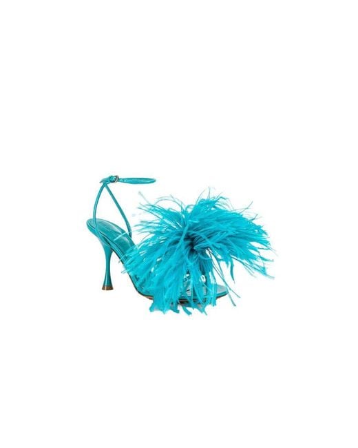 Bottega Veneta Blue 100Mm Dot Feather-Detailed Sandals