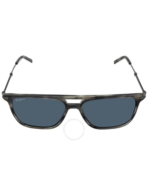 Ferragamo Blue Browline Sunglasses Sf966s 003 57 for men