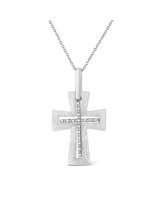 Haus of Brilliance Metallic .925 Sterling Silver Prong-set Diamond Accent Crs 18'' Pendant Necklace