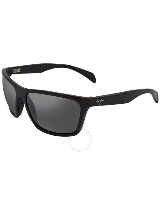 Maui Jim Black Makoa Neutral Grey Wrap Sunglasses