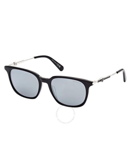 Moncler Metallic Polarized Smoke Square Sunglasses Ml0225-f 01d 55 for men