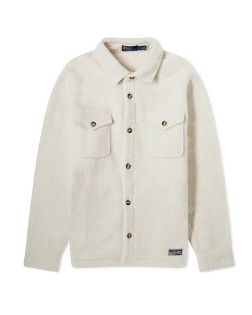 Polo Ralph Lauren White Fleece Overshirt for men
