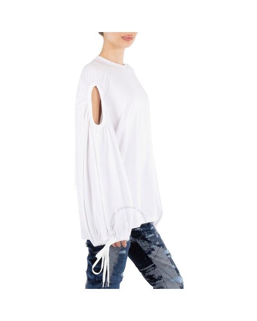 Burberry White Cut-out Sleeve Oversized Top