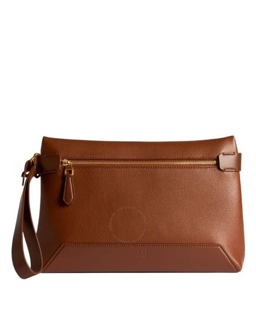 Dunhill Brown 1893 Harness Zipped Leather Pouch for men