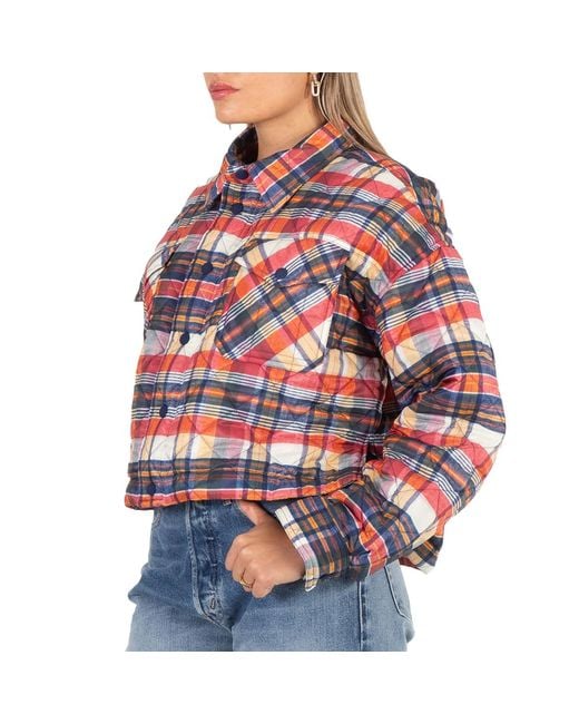 Polo Ralph Lauren Red Quilted Check Cropped Shell Jacket