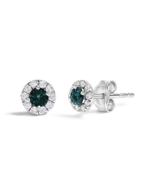 Haus of Brilliance Metallic 925 Sterling 1/3 Cttw And Diamond Halo Stud Earring