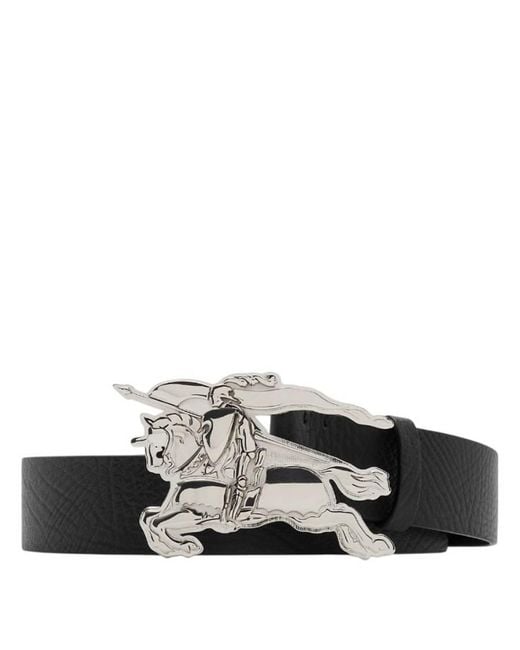 Burberry Black Leather Knight Buckle Belt for men