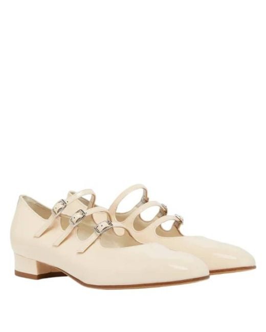 CAREL PARIS Natural Ariana Patent Leather Mary Janes, Brand Size 38 Us