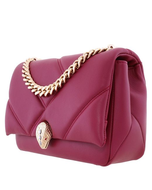 BVLGARI Purple Serpenti Cabochon Maxi Chain Shoulder Bag