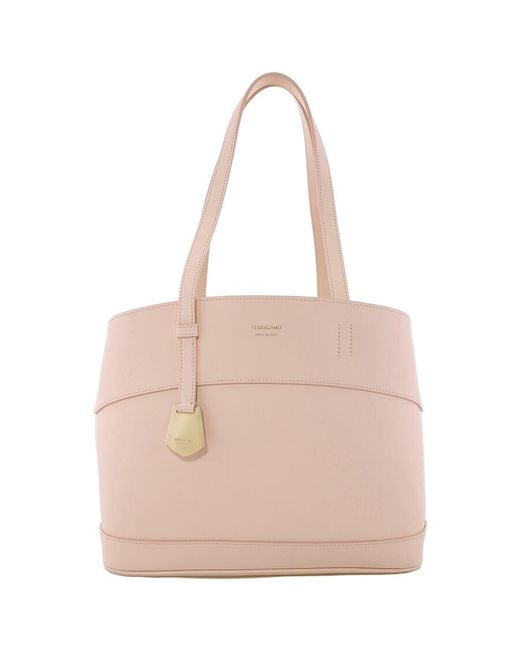 Ferragamo Natural Logo Print Small Charming Shopping Bag