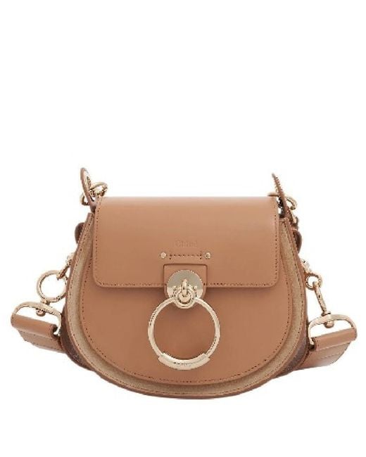 Chloé Brown Tess Small Shiny And Suede Calfskin Shoulder Bag