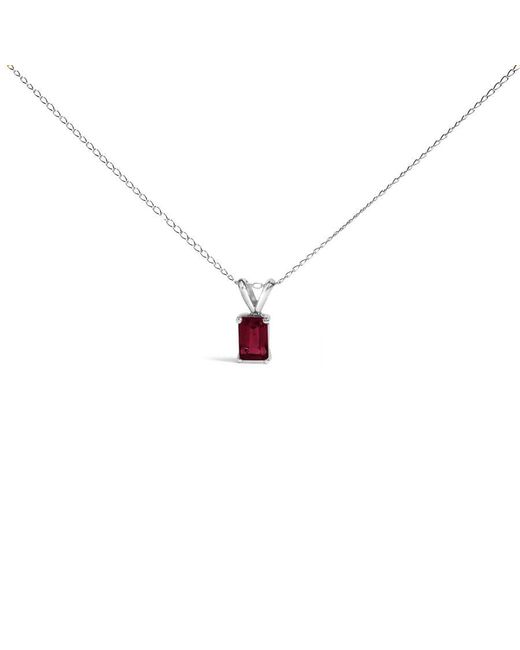 Haus of Brilliance White 14K 6X4Mm Emerald Cut Ruby Solitaire Pendant Necklace for men