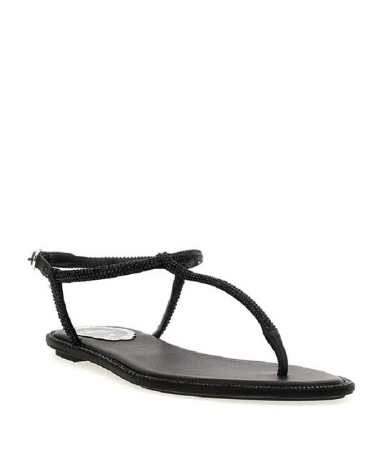 Rene Caovilla Black Rene Caovilla Diana Crystal Flat Sandals