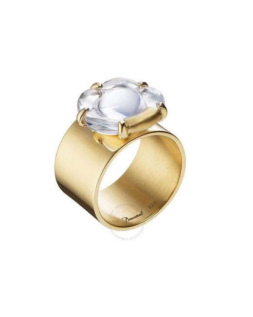 Baccarat Metallic 's B Flower Vermeil Clear Crystal Ring 280370