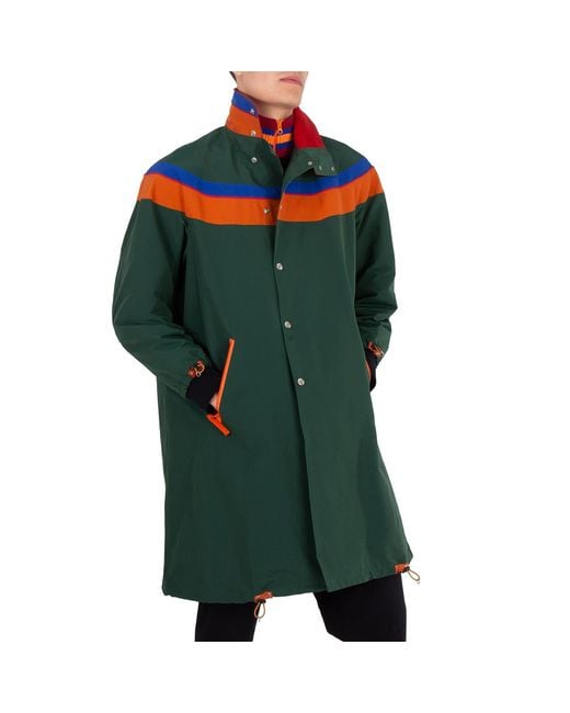 Kolor Green Colorblock Nylon Long Jacket, Brand Size 1 for men