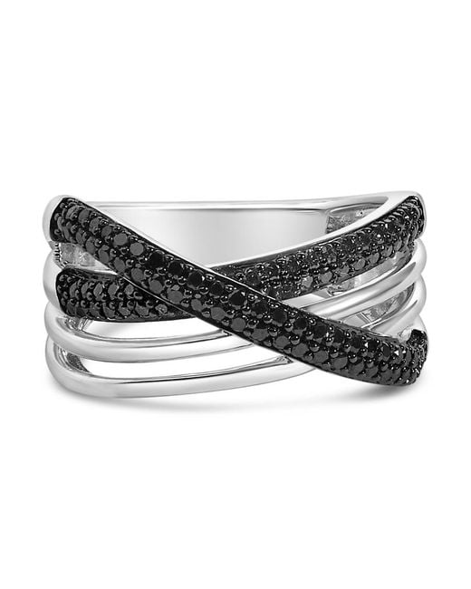 Haus of Brilliance Gray Sterling 1/2 Cttw And Diamond Crossover Bypass Ring
