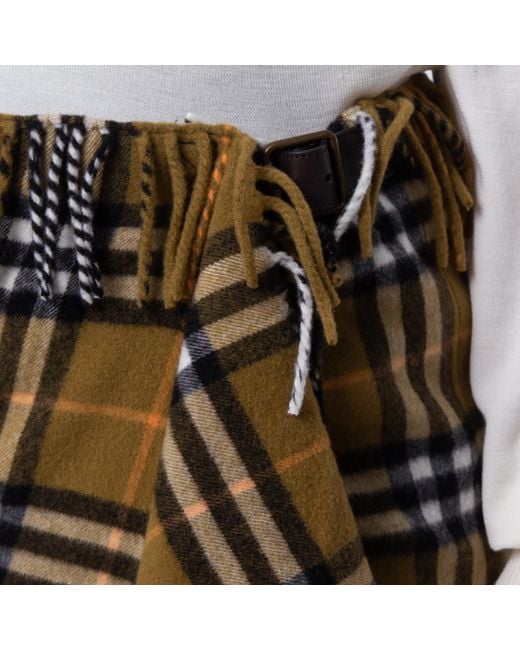 Burberry Green Check Fringed Mini Scarf Skirt