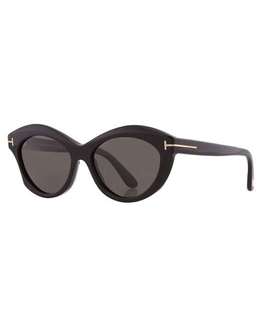 Tom Ford Black Toni Polarized Smoke Cat Eye Sunglasses Ft1111 01d 53