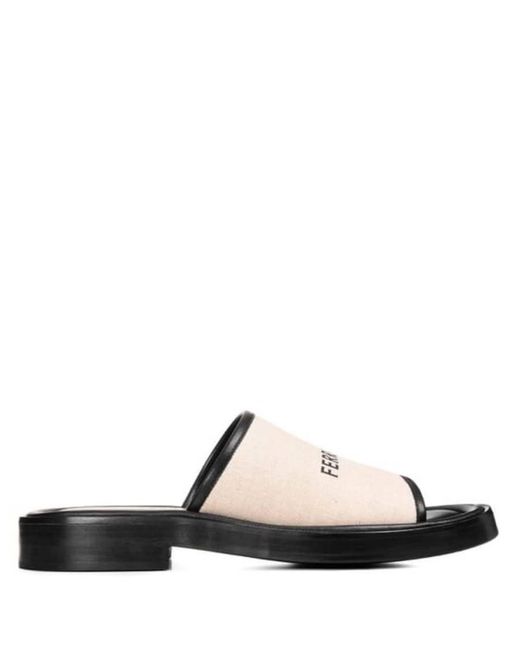 Ferragamo Multicolor Logo Canvas Slide Sandals