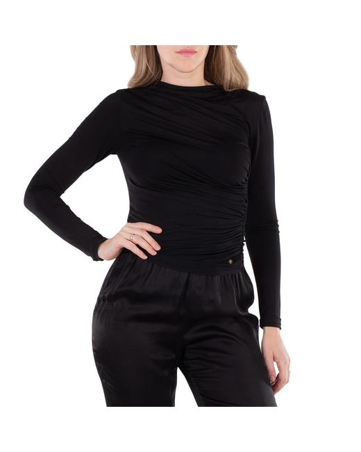 Anine Bing Black Ruched Jersey Texture Top