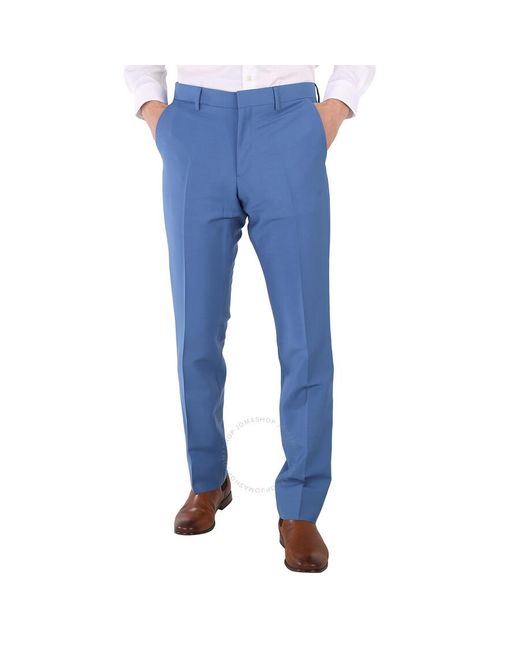Burberry Blue Steel Mohair Wool Classic Fit Tailored Trousers for men