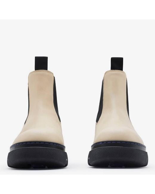 Burberry Black Leather Creeper Low Chelsea Boots, Brand Size 37 Us