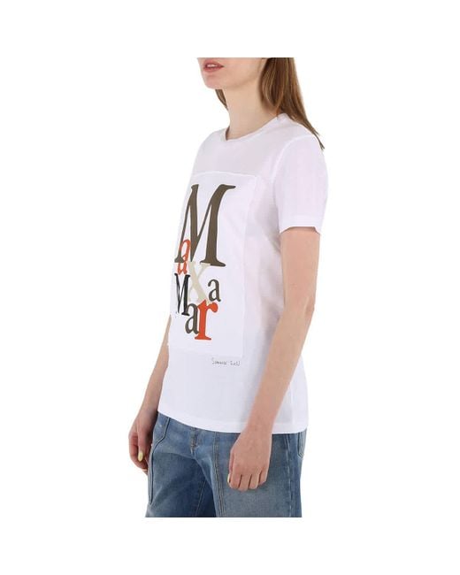 Max Mara White Humour Logo-print Cotton-jersey T-shirt