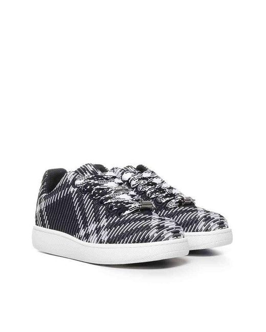 Burberry Blue Check Knit Box Low-Top Sneakers, Brand Size 43 Us for men