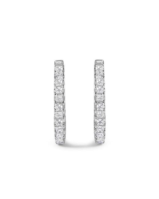 Haus of Brilliance Metallic 14K 2.00 Cttw Princess Diamond Inside Out Hoop Earrings