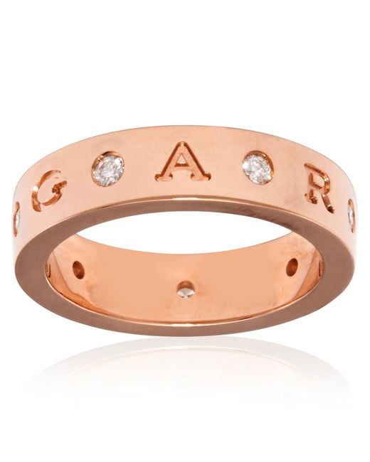 BVLGARI Natural Ladies 18 Kt Rose Band Ring With Diamonds