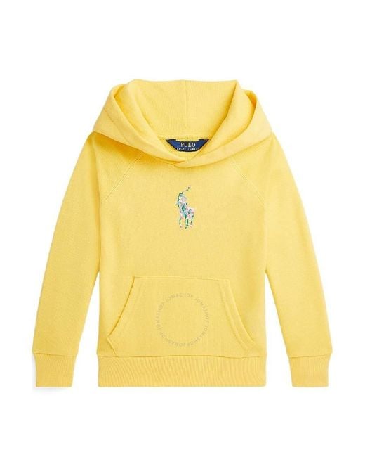 Polo Ralph Lauren Yellow Embroidered-Logo Long Sleeve Hoodie