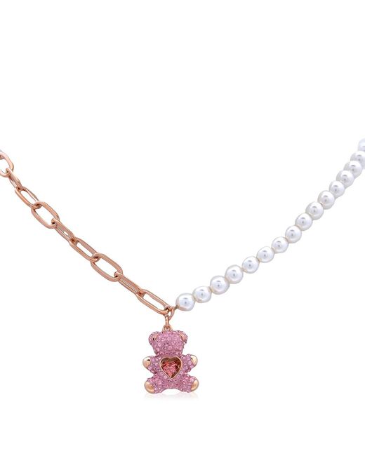 Swarovski Brown Teddy Crystal Pearl Pendant Necklace