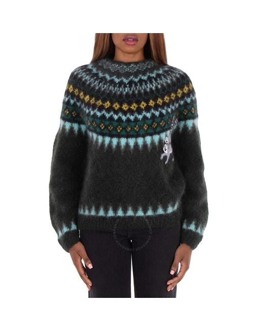 Loewe Green Lemur Patch Round Neck Sweater
