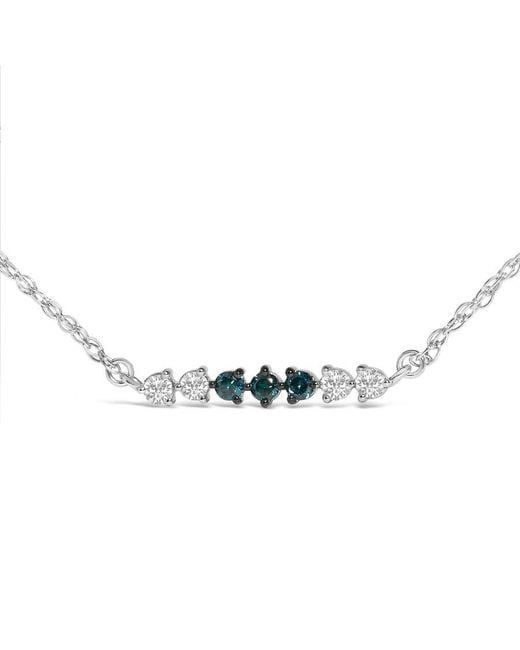 Haus of Brilliance Metallic Sterling 1/5 Cttw And Diamond 6 Stone Bar Necklace