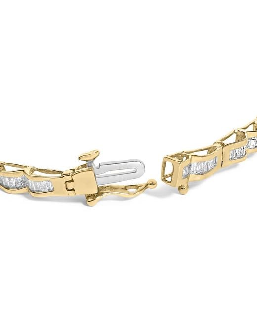 Haus of Brilliance Metallic 10K 2.00 Cttw Baguette Diamond Channel Set Link Bracelet