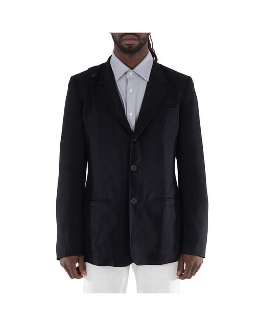 Yohji Yamamoto Black Strap-Detail Single-Breasted Blazer, Brand Size 3 for men